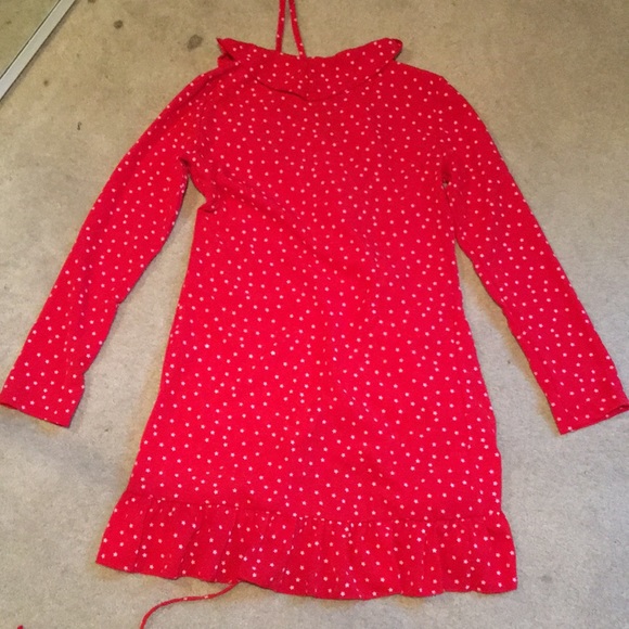 Red long sleeve star wrap dress - Picture 6 of 6